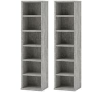 Set of 2 CD Storage Units with Adjustable Shelves Cement Grey HOMCOM Light Grey One Size