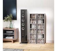 HOMCOM Set Of 2 Cd Media Display Shelf Unit Tower Rack Adjustable, Grey, Grey