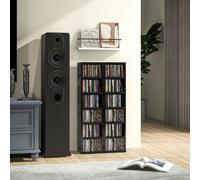 HOMCOM 204 CD Media Display Shelf Unit Set of 2 Blu-Ray Tower Rack w/Adjustable Shelves Bookcase Storage Organiser, High Gloss Black