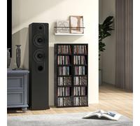 HOMCOM Set Of 2 CD Storage Units With Adjustable Shelves - High Gloss White - Grey And Black - High Gloss Black | TJ Hughes