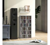 HOMCOM 204 CD Media Display Shelf Unit Set of 2 Blu-Ray Tower Rack w/Adjustable Shelves Bookcase Storage Organiser, High Gloss Grey