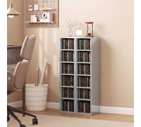HOMCOM Set of 2 CD Storage Units with Adjustable Shelves, High Gloss Grey