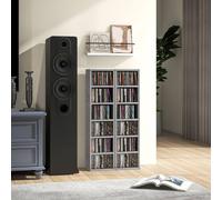 HOMCOM 204 CD Media Display Shelf Unit Set of 2 Blu-Ray Tower Rack w/Adjustable Shelves Bookcase Storage Organiser, High Gloss Grey