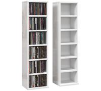Set of 2 CD Storage Units with Adjustable Shelves, High Gloss White HOMCOM White One Size