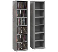 Set of 2 CD Storage Units with Adjustable Shelves, High Gloss Grey HOMCOM Grey One Size