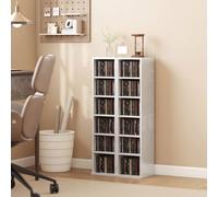 HOMCOM Set of 2 CD Storage Units DVD Shelf with Adjustable Shelves - White