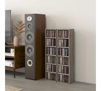 Homcom Set Of 2 Cd Storage Units With Adjustable Shelves Mocha Wood