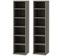 HOMCOM Set of 2 CD Storage Units with Adjustable Shelves Mocha Wood