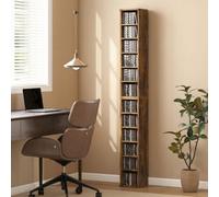 Homcom Set Of 2 Cd Storage Units With Adjustable Shelves, Rustic Brown