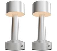 HOMCOM Set of 2 Cordless Table Lamp w/ 2600mAh Rechargeable Battery Silver