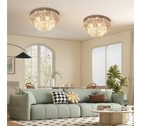 HOMCOM Set of 2 Crystal Ceiling Lights Modern Chandeliers w/ 7 E14 Fitting in Silver HOMCOM Silver