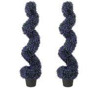 HOMCOM Set of 2 Decorative Artificial Plants, 120cm Artificial Boxwood Spiral Topiary Tree with 840 Leaves, UV Resistant