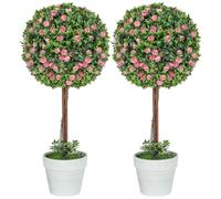 Portland Pink Rose Flower Artificial Plants in Pot 60cm 2 Pack - Size: 60 x 27 x 27cm - Wilko