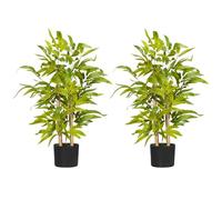 HOMCOM Set of 2 Decorative Artificial Plants Bamboo Tree in Pot 60cm