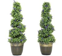 HOMCOM Set of 2 Decorative Artificial Plants with Lavender and Pot, 90cm, Blue