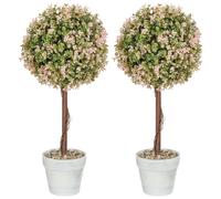 HOMCOM Set of 2 Decorative Artificial Plants, Cream White