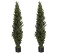 HOMCOM Decorative Artificial Plants Cypress Weighted Pot Set of 2 150 cm