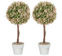 HOMCOM Set of 2 Decorative Artificial Plants, Murraya Flowers in Pot, Fake Plants for Home Indoor outdoor Decor, 60cm, Cream White Cream