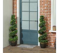 HOMCOM Set of 2 Decorative Artificial Plants, Boxwood Spiral Topiary Tree with Lavender and Pot, Fake Plants for Home Indoor Outdoor Decor, 115cm