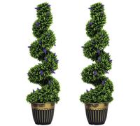 HOMCOM Set of 2 Decorative Artificial Plants with Lavender and Pot - 115cm | TJ Hughes