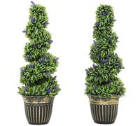 HOMCOM Set of 2 Decorative Artificial Plants with Lavender and Pot - 90cm | TJ Hughes