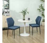 Homcom Set Of 2 Dining Chairs With Curved Back Padded Seat For Kitchen Blue