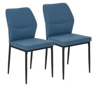 HOMCOM Set of 2 Dining Chairs with Curved Back Padded Seat for Kitchen Blue, Blue