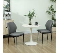 HOMCOM Set of 2 Dining Chairs with Curved Back Padded Seat for Kitchen Blue - Grey