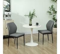 HOMCOM Set of 2 Dining Chairs with Curved Back Padded Seat for Kitchen Grey, Grey
