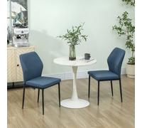Homcom Set Of 2 Dining Chairs With Curved Back Padded Seat For Kitchen In Blue