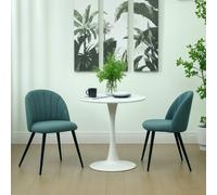HOMCOM Set of 2 Dining Chairs with Shell Backrest and Padded Seat Blue - Green
