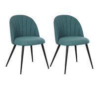 HOMCOM Set of 2 Dining Chairs with Shell Backrest and Padded Seat Blue - Green
