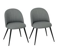 HOMCOM Set of 2 Dining Chairs with Shell Backrest and Padded Seat - Grey | TJ Hughes