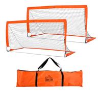 HOMCOM Set of 2 Foldable Football Goal Net 6 x 3 ft, Orange