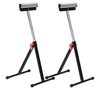 HOMCOM Set of 2 Folding Roller Stand, Material Support Pedestal with Ball Bearing Roller Height Adjustable Portable, Metal Construction, Black