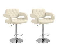 Homcom Set Of 2 Height Adjustable Barstool With Extra Large Seat, White White