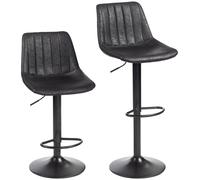 HOMCOM Set of 2 Leathaire Tub Bar Stools - Black
