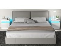 HOMCOM Set of 2 LED Bedside Tables with 2 Drawers High Gloss Finish: Black