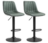 Set Of 2 Microfibre Retro Tub Bar Stools w/ Metal Frame Footrest Home Seat HOMCOM Green One Size