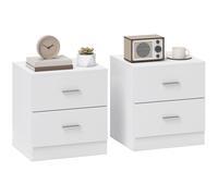 HOMCOM Set of 2 Modern Nightstands, Bedside Tables with 2 Storage Drawers, Accent End Table for Bedroom and Living Room, White