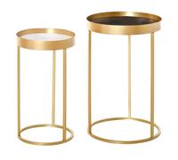Homcom Set Of 2 Nesting Coffee Tables With Gold Metal Base