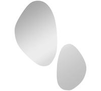 HOMCOM Set of 2 Pebble-Shaped Wall Mirror - Gold Tone