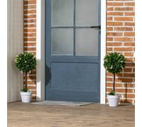 HOMCOM Set of 2 Potted Artificial Plants Ball Tree with Flowers in Pink HOMCOM Pink