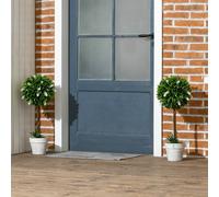 HOMCOM Set of 2 Potted Artificial Plants Ball Tree with Flowers in White HOMCOM White