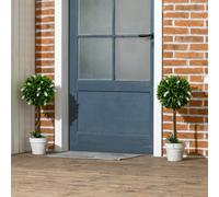 Homcom Set Of 2 Potted Artificial Plants Ball Tree With Flowers, White