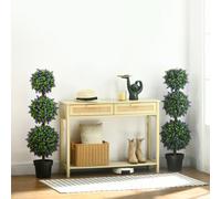 HOMCOM Set of 2 Decorative Artificial Plants Ball Trees with Lavender Flowers in Pot Fake Plants for Home Indoor Outdoor Decor, 110cm, Green