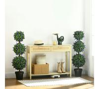 HOMCOM Set Of 2 Potted Artificial Plants Ball Tree With Lavender Flowers, 110cm, Green