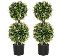 HOMCOM Set Of 2 Potted Artificial Plants With Lavender Flowers - Pink | TJ Hughes