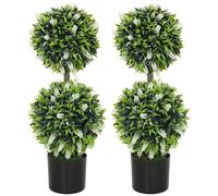 HOMCOM Set Of 2 Potted Artificial Plants With Lavender Flowers - White | TJ Hughes