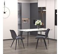 HOMCOM Set Of 2 Vintage Pu Leather Dining Chair Moulded Seats Steel Frame Grey, Grey